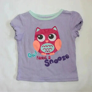 Sleepwear “Owl Need A Snooze” Graphic Pajama Shirt Baby Girl 12 Month Purple